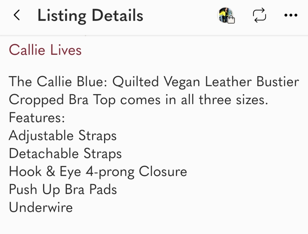 Host Pick The Callie Denim Blue Quilted VEGAN Leather Bustier Top LAST ONE LG😘 - Picture 8 of 9